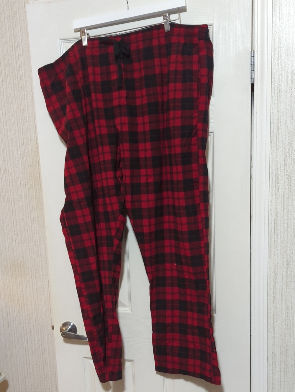 Hanes Red and Black Plaid Lounge Pants with Elastic Waistband